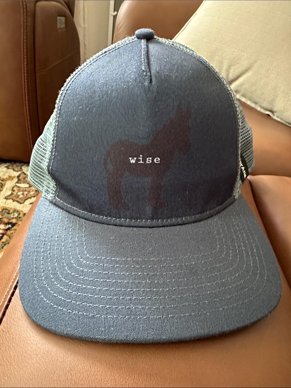 Prana navy trucker hat with donkey silhouette (20)